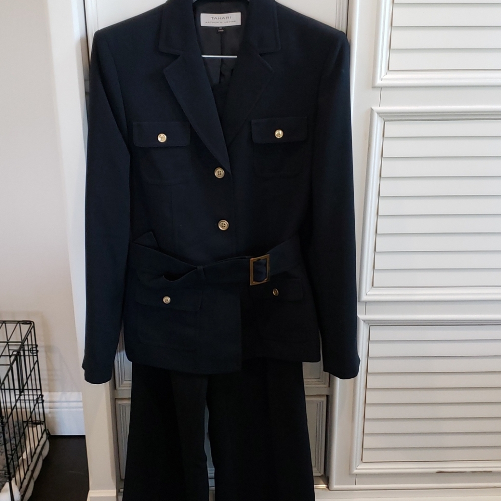 2 piece navy pant suit